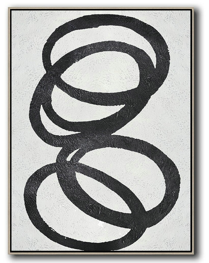 Extra Large Acrylic Painting On Canvas,Black And White Minimal Painting On Canvas,Acrylic Painting On Canvas #O0A5